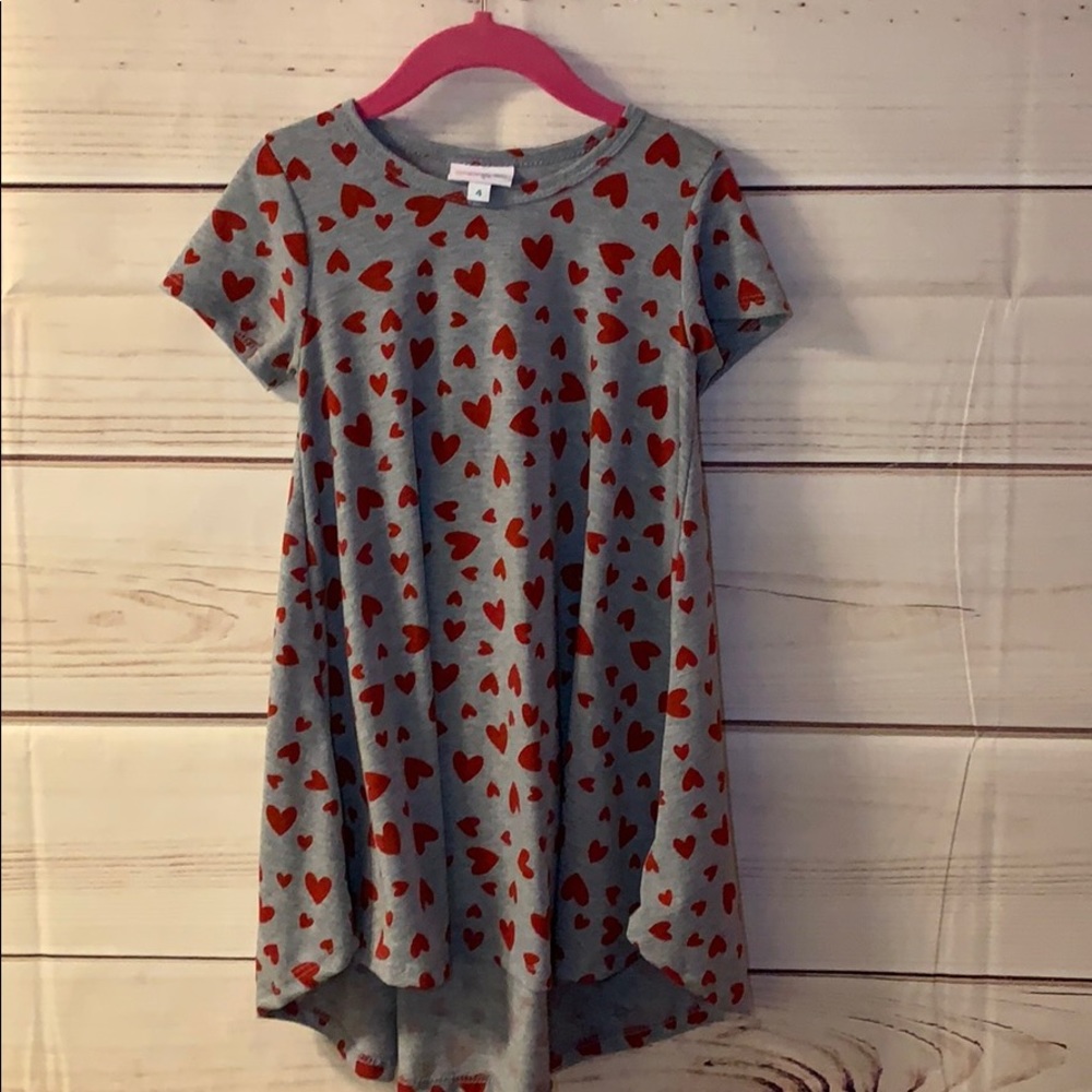 LuLaRoe Scarlett sz 4 heather gray with red hearts